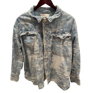 Denim camo print jean jacket